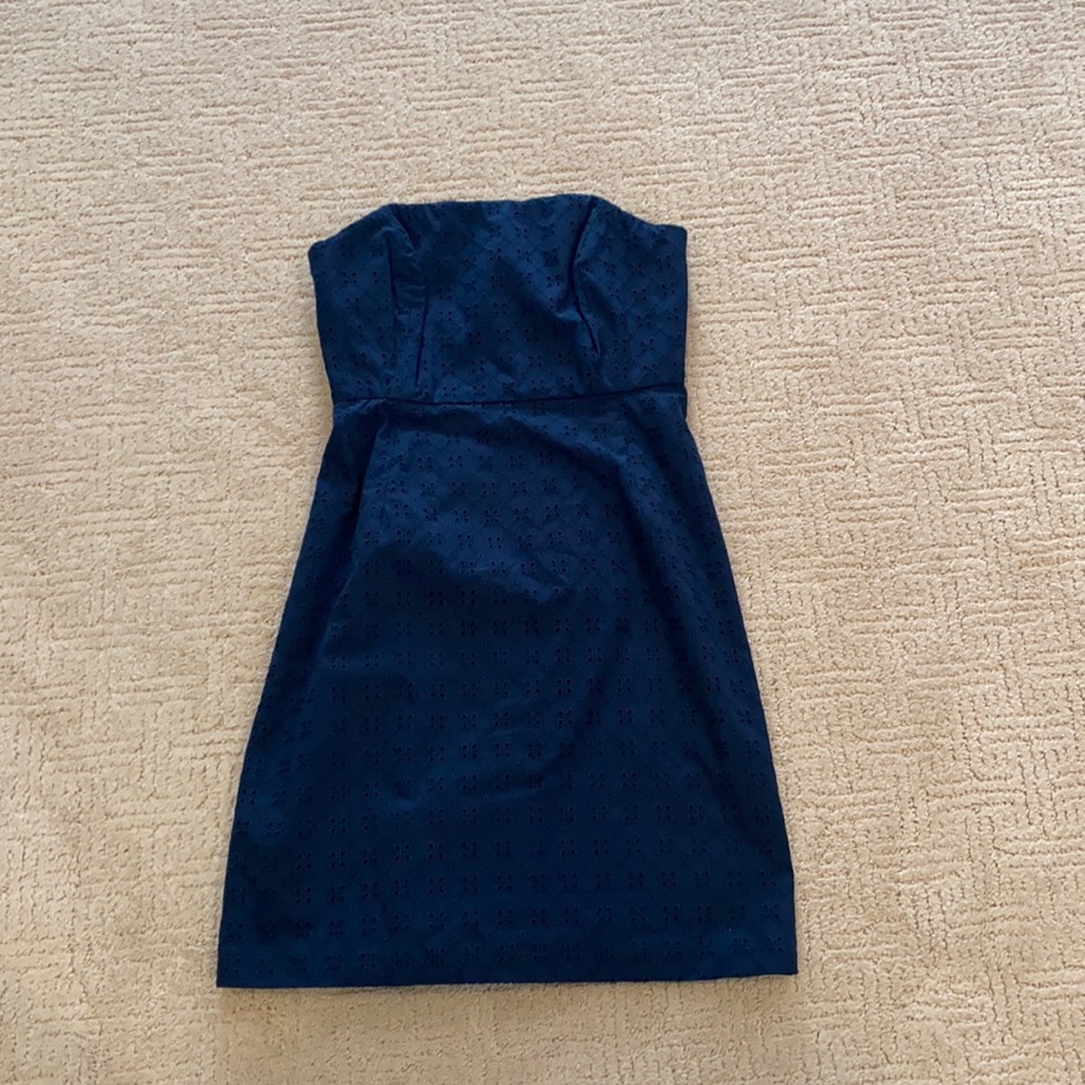 NWT Vineyard Vines Navy Eyelet Strapless Dress - Size 4